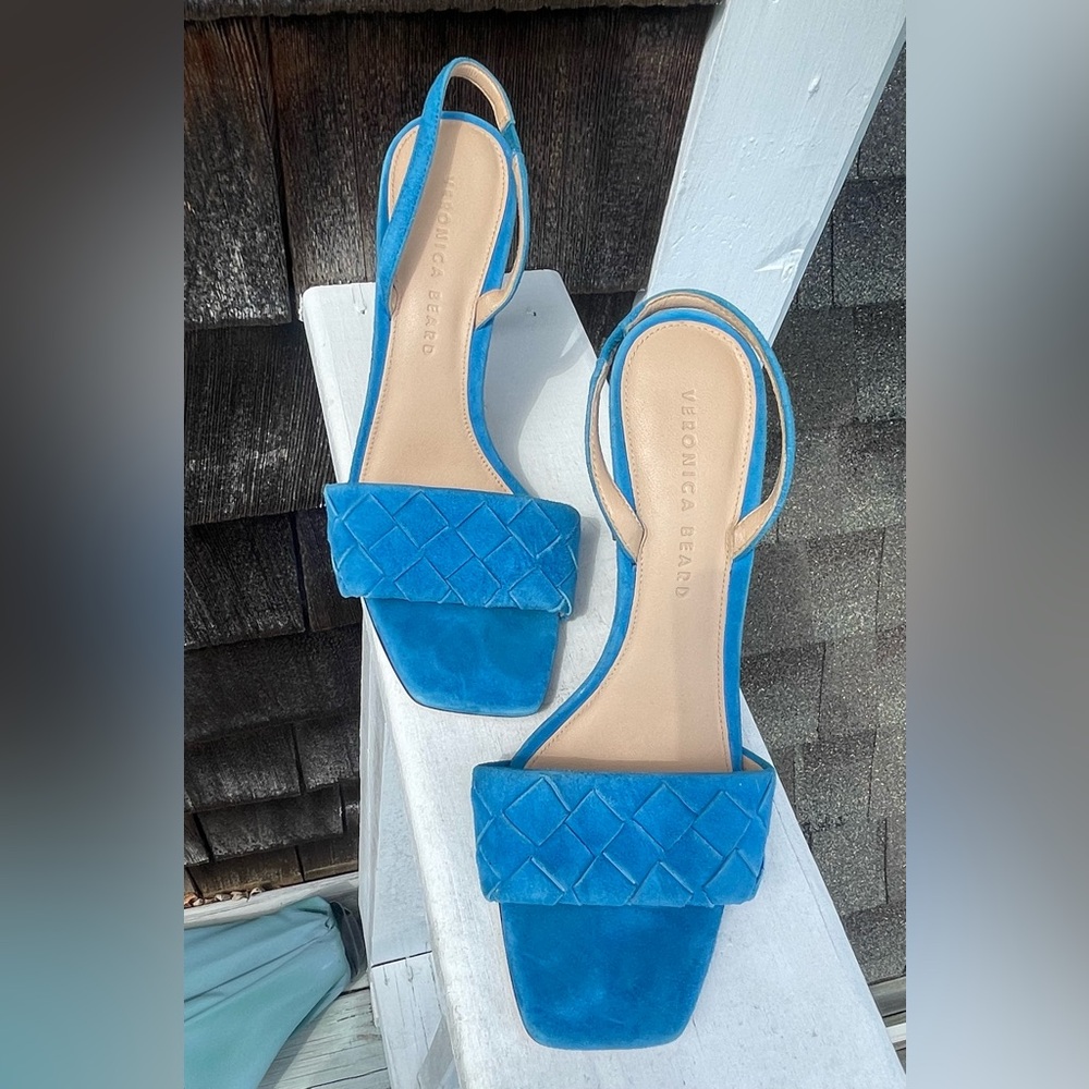 Veronica Beard Blue Quilted Heels